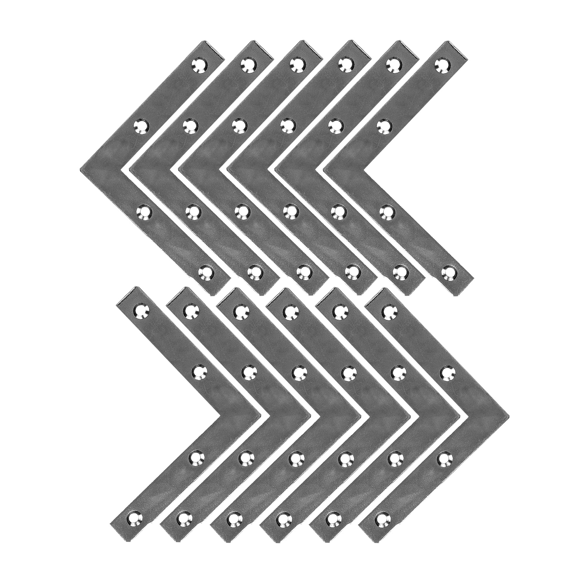 DOJA Barcelona Flat L Brackets, Flat Corner Brackets, Right Angle Braces, L, Corner, Right Angle Braces – 12-Pack 100x100x15x2mm Galvanised Steel for Shelf, Wood Joint and Mailbox Support