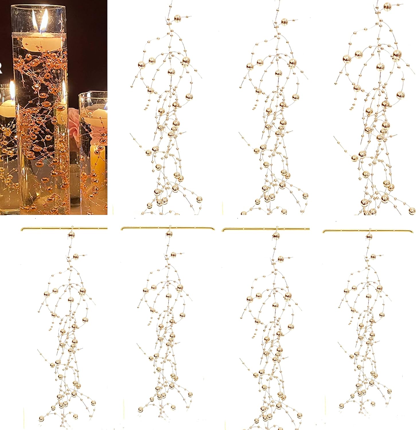 Vase Fillers - TeaSu 12pcs Pearl String, for Wedding Centerpiece, Vase Filler and Decor for Floating Candles