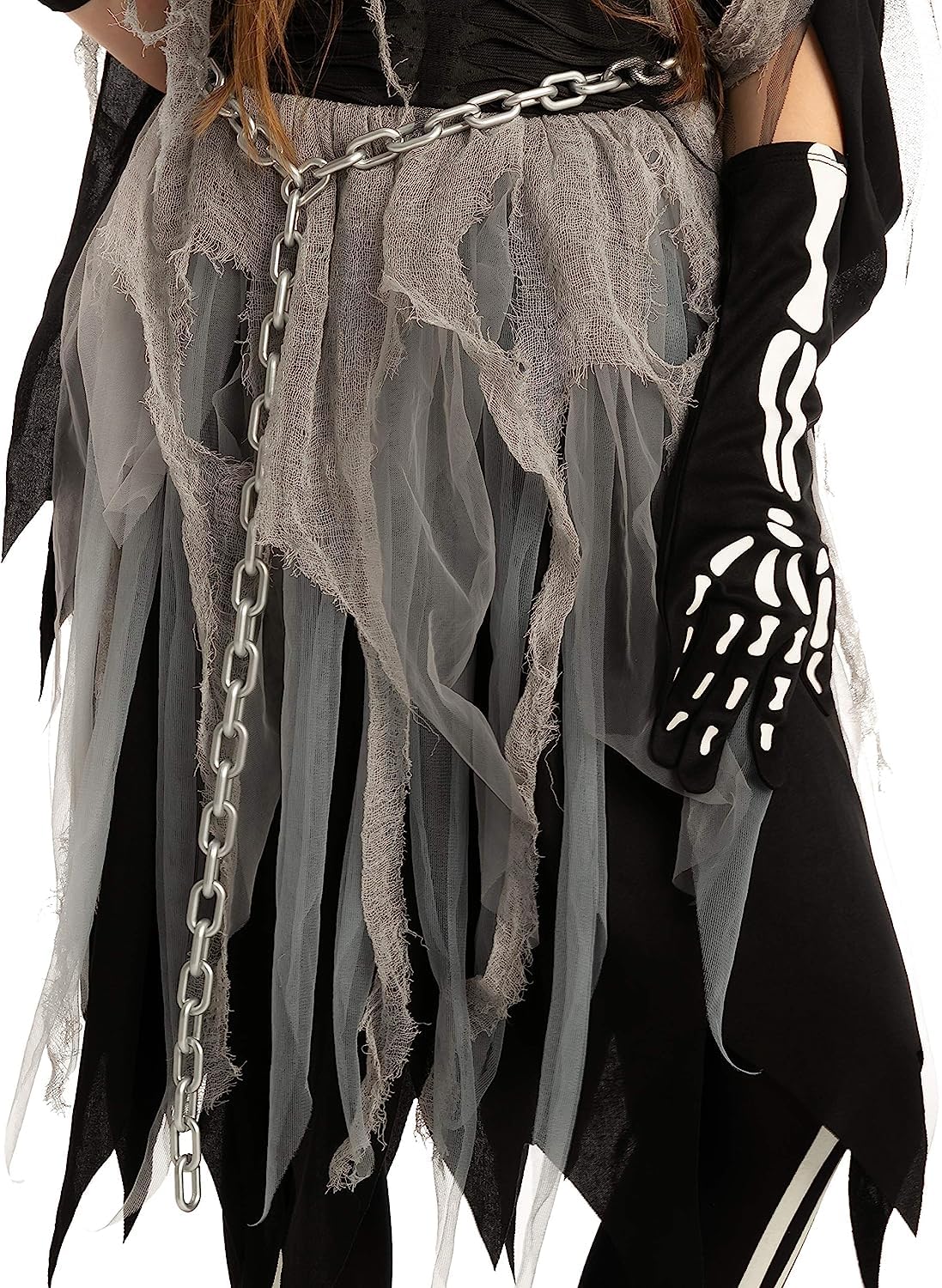 Spooktacular Creations Girl Grim Reaper Costume with Gloves and Tights Glow in the Dark, Scary Halloween Costume