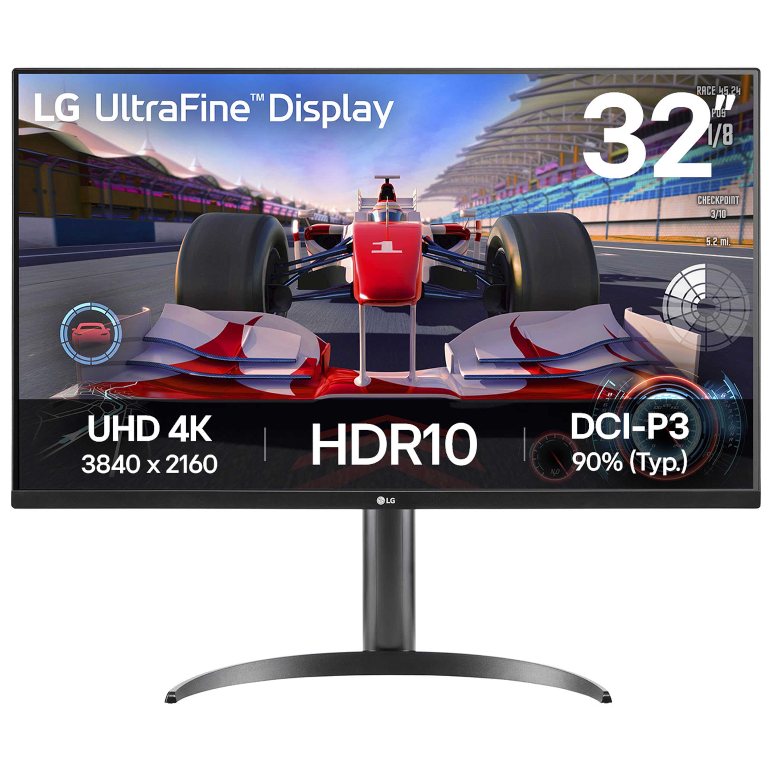 LG UltraFine Monitor 32UR500K-B - 4K UHD VA 32 inch, 60Hz, 4ms GtG, HDR10, Home/Office Display, Tilt Adjustment, Built-in Speakers, HDMI, DisplayPort, Black