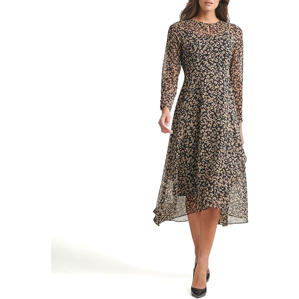tommy hilfiger chiffon shift dress Tommy Hilfiger Dress Womens 10 Black Chiffon 3/4 Sleeve Shift Dress