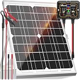 SOLPERK Solar Panel Kit 20W 12V Solar Battery Charger Maintainer+Controller | Solar Battery Trickle Charger + Smart MPPT Controller Adjustable Mount Bracket for Boat Car RV Motorcycle Marine Automotive