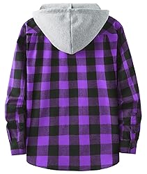 ZITY Men's Flannel Hoodie Shirts Casual Button Down