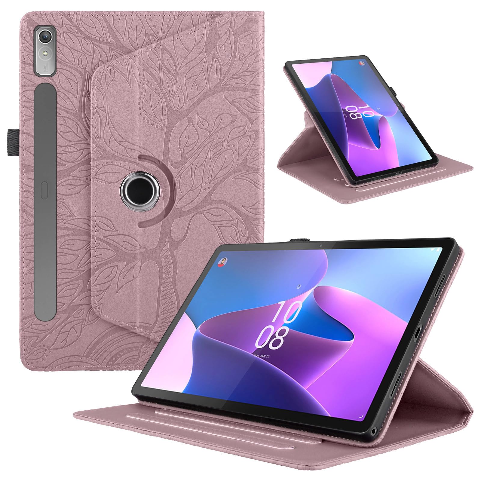 TEDTIKJT Rotating Case for Lenovo Tab P11 Pro 2nd Gen 11.2 Inch 2022 TB138/ TB132 PU Leather Tablet Case 360 Degree Rotating Stand Protective Cover for Lenovo Tab P11 Pro 2nd Gen, Rose Gold