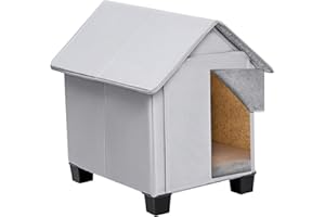 SHINEBBYS Outdoor Dog House, Elevated Foldable Dog Cave Bed with Removable Plush Mat for Small Dogs and Cats Up to 15.7 Inches Long