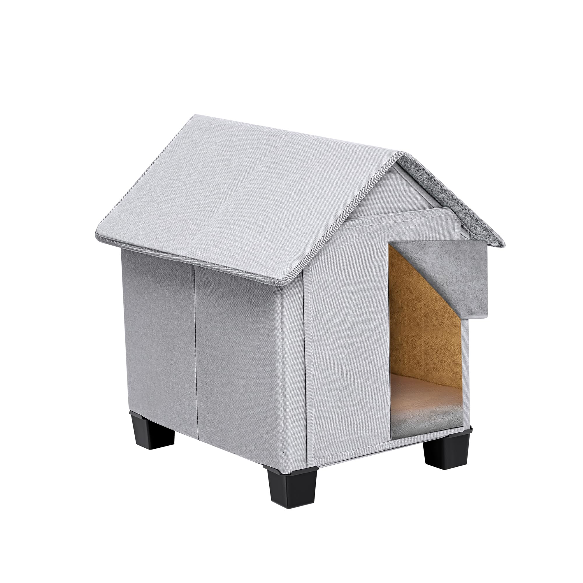 Photo 1 of Outdoor Dog House, Elevated Foldable Dog Cave Bed with Removable Plush Mat for Small Dogs and Cats Up to 15.7 Inches Long
