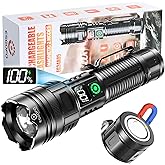 Esgofo Rechargeable Flashlights High Lumens 10000 2 Modes High/Low, Super Bright Magnetic LED Flashlight Long Distance 3280FT, Powerful Long Lasting Strong Flash Light USB C with Clip for Hiking