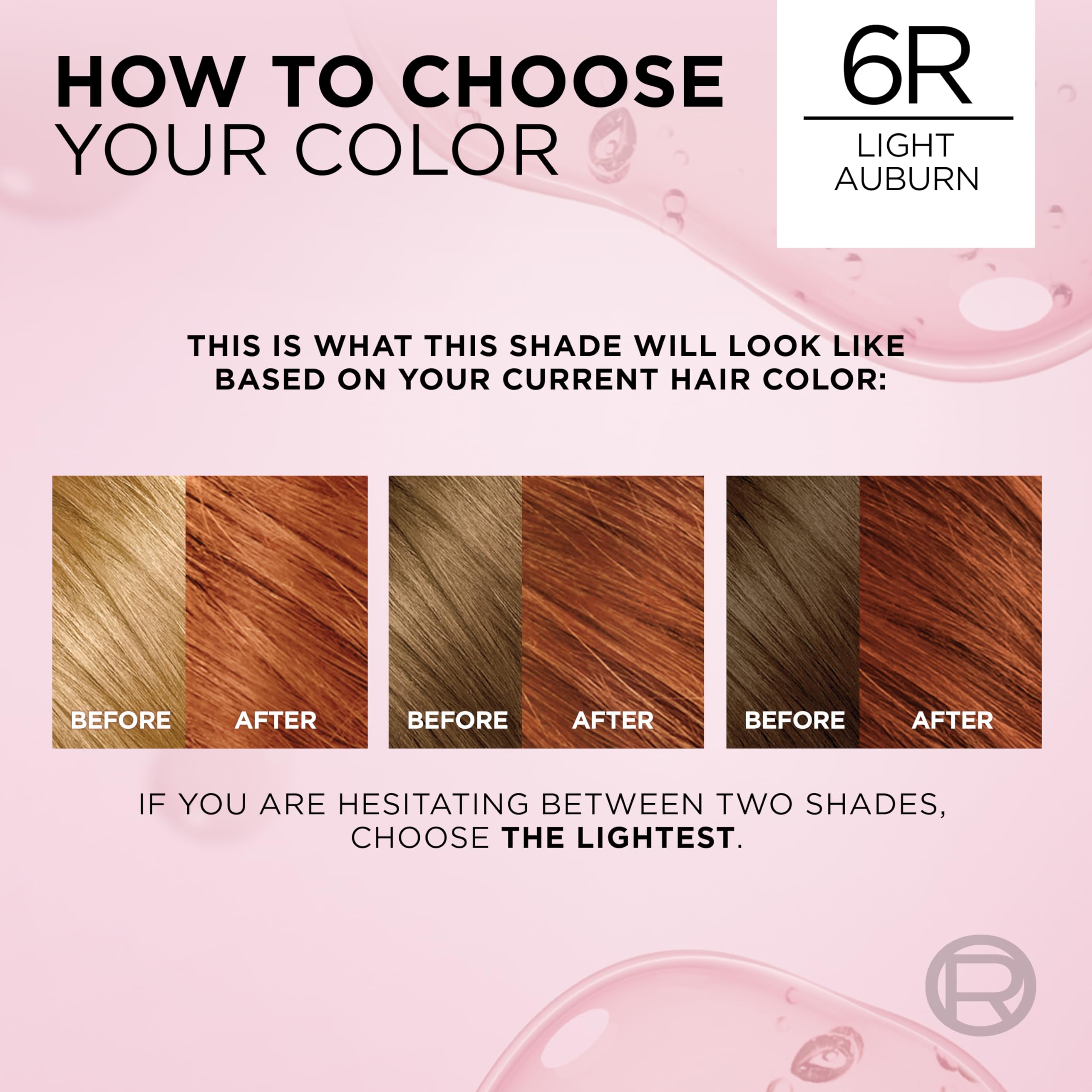 L'Oreal Paris Excellence Crème Permanent Hair Dye, Triple Care Hair Color with Pro-Keratine Complex for 100% Gray Hair Coverage, 6R Light Auburn, 1 Kit