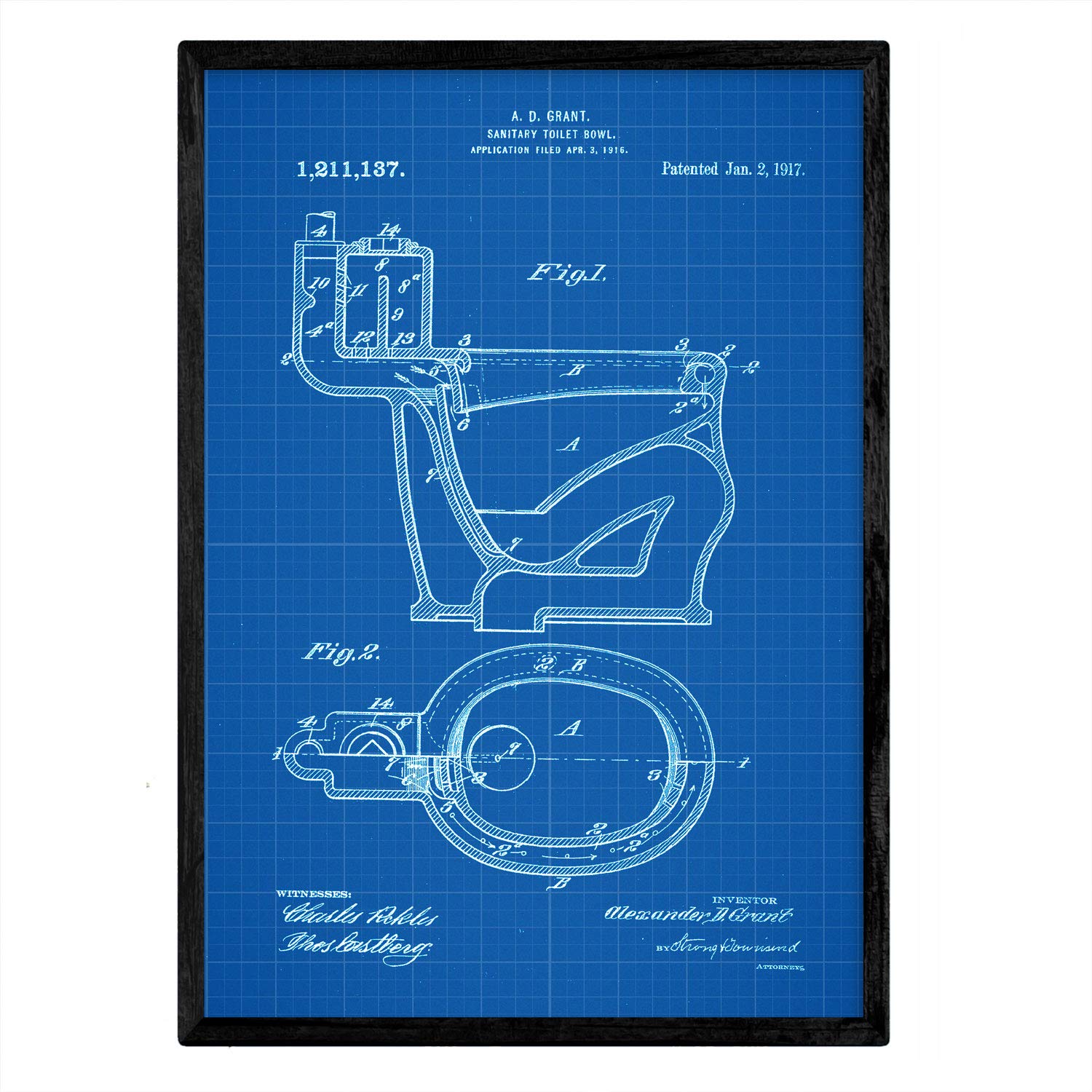 Nacnic Poster patent of Vater. Sheet with old design patent A3 size with blue background — image 1