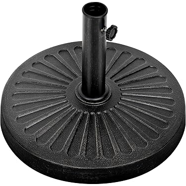 Base Sombrilla RELAX4LIFE Metal 16kg 50x50cm - Para Postes 40/50mm, Patines Ajustables, Terraza/Jardín
