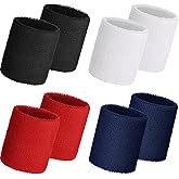 WILLBOND 8 Pack Wrist Sweatbands Sports Wristbands Tennis Sweatbands Neon 80s Thick Cotton Gymnastics Sweat Band International Sports Athletic Wristband for Men Women Party Supplies