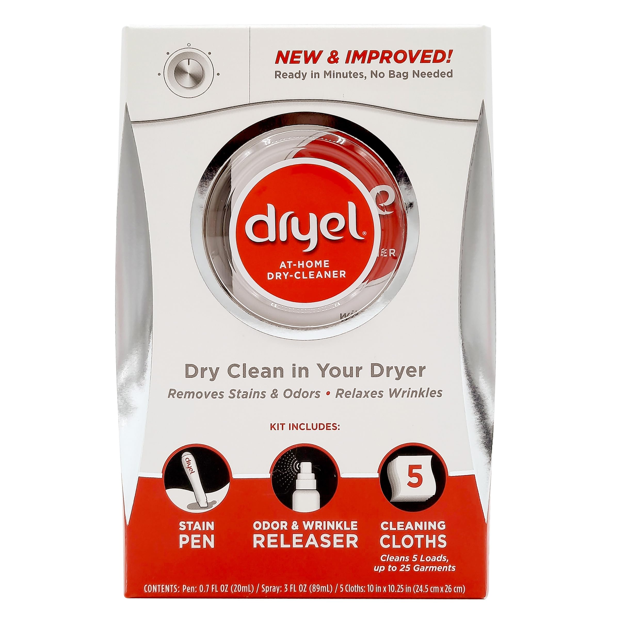 Photo 1 of dryel At-Home Dry Cleaner Kit, New and Improved Formula with Rapid Refresh Technology, Gentle Laundry Care for Special Fabrics and Dry-Clean-Only Clothes, 5 Loads