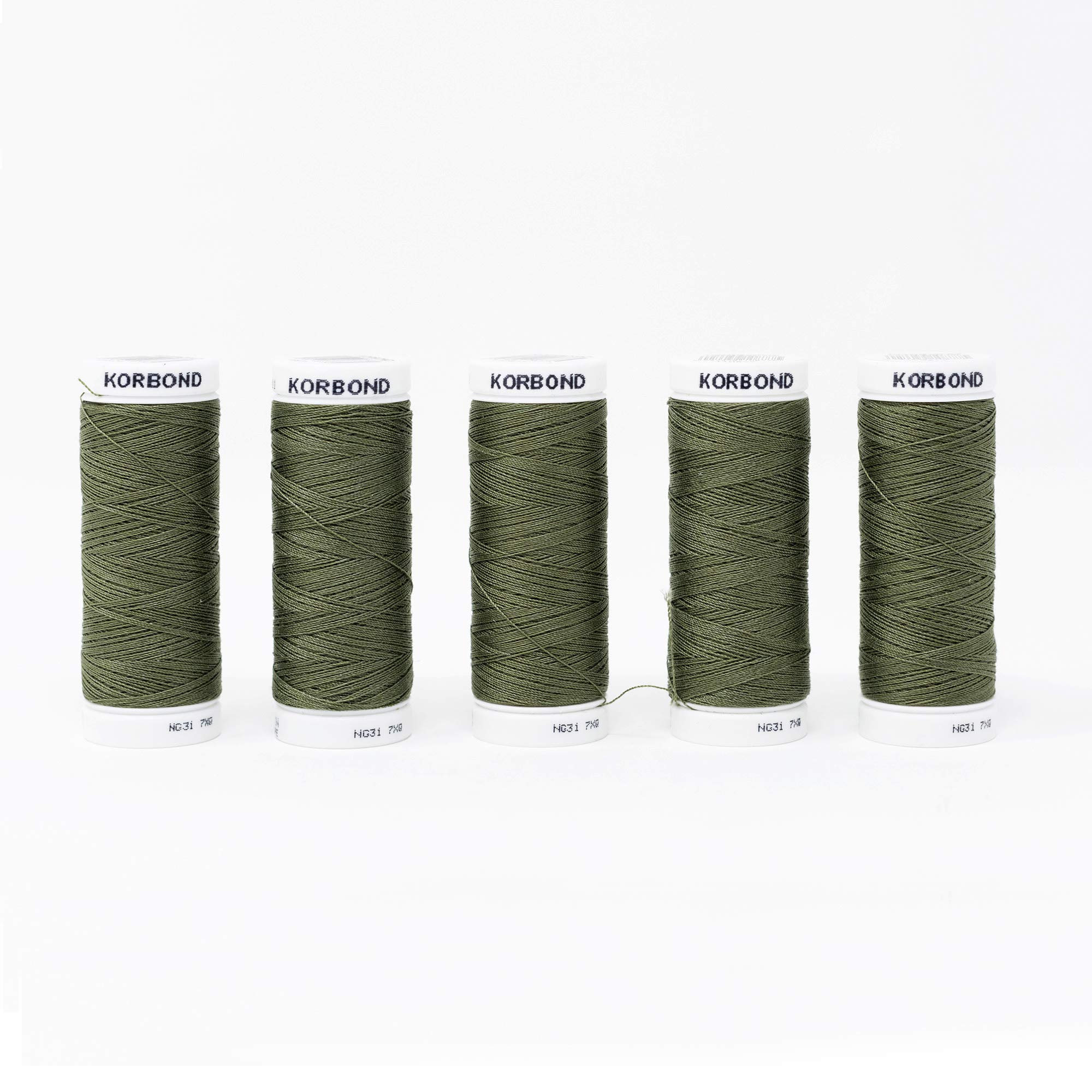 KORBOND Polyester All Purpose Thread – 500m Total – Olive Green - 5 x 100m Reels for Hand and Machine Sewing