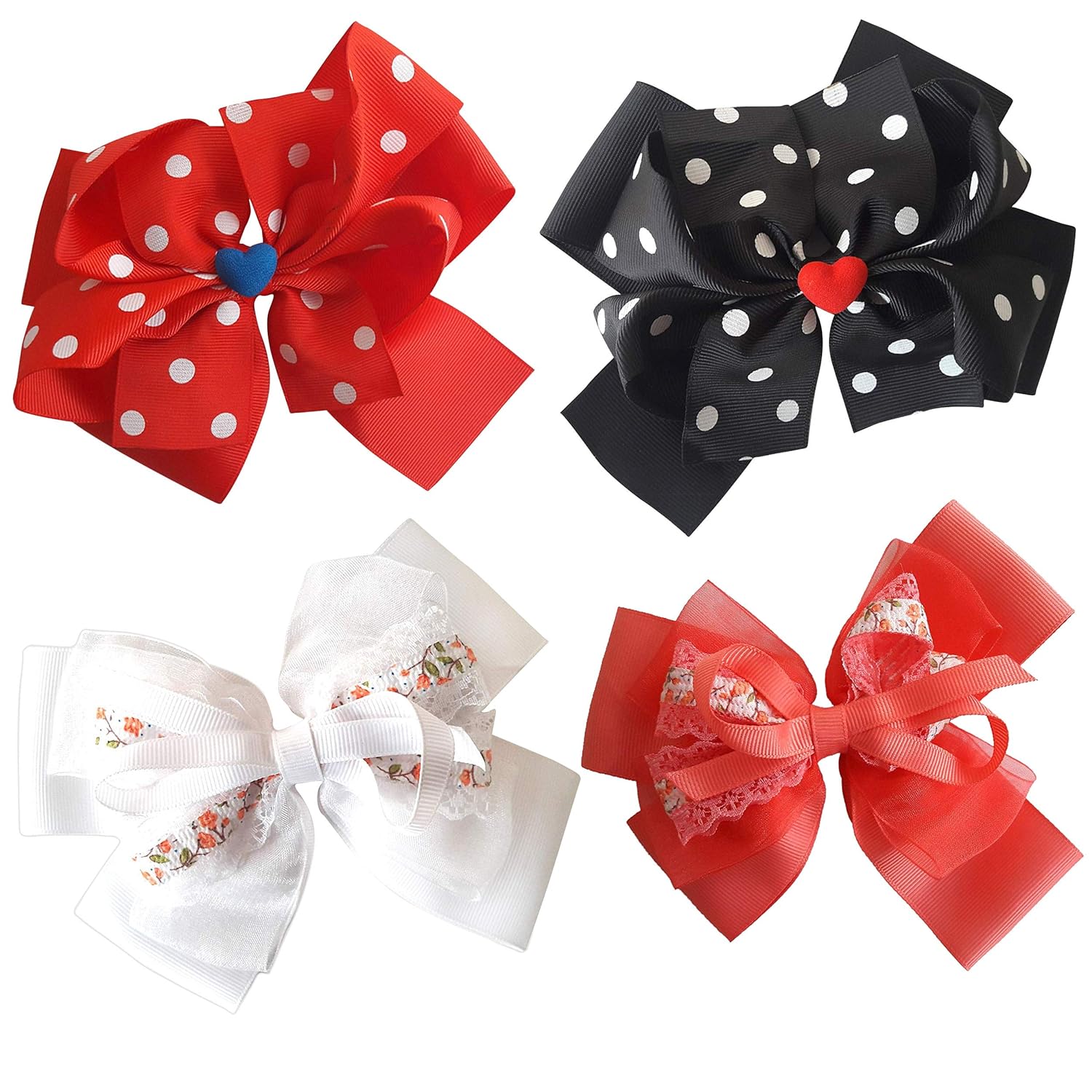 Tied Ribbons Set Of 4 Women Hair Bow Clip For Party Engagement