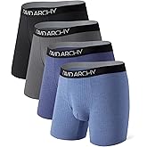 DAVID ARCHY Men's Underwear Breathable Rayon Made from Bamboo Boxer Briefs for Men 4 Pack with Fly