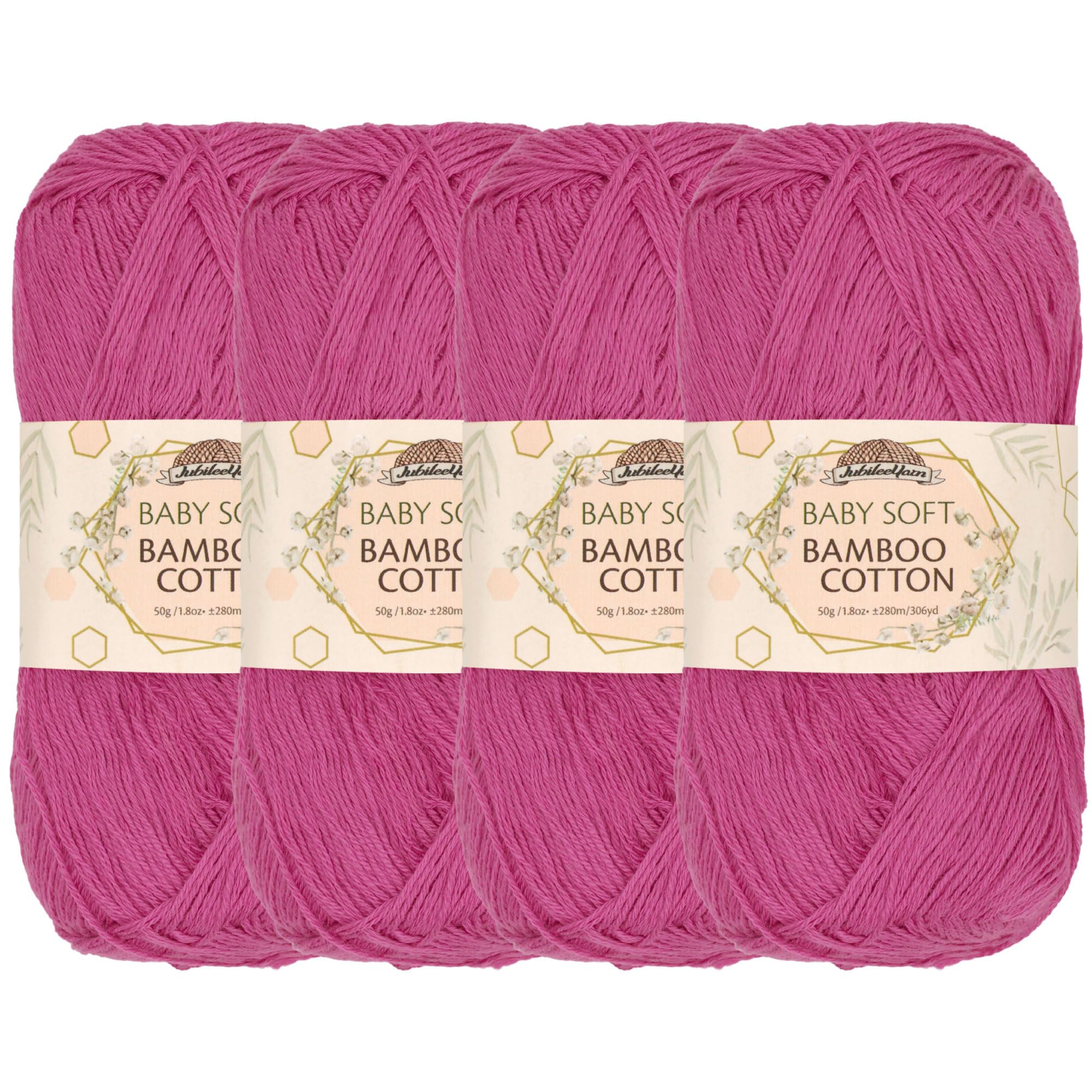 JubileeYarn Baby Soft Bamboo Cotton Yarn - 50g/Skein - Vermillion City - 4 Skeins