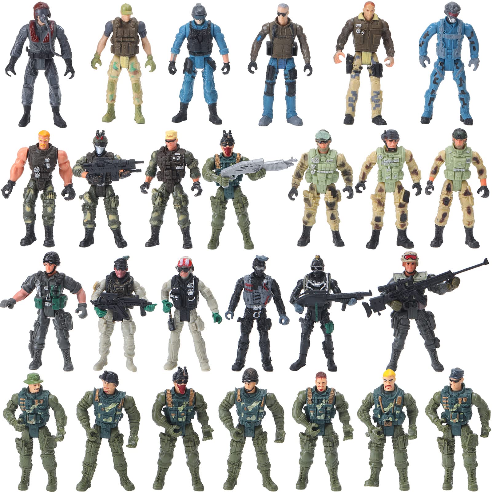 Tuanse 26 Pcs SWAT Team and Military Action Figures