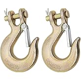5/16 inch Clevis Slip Hook with Safety Latch, 5/16 g70 Chain Hook, 5/16 Safety Hook with Latch Forged G70 18,000 Lb Capacity for Trailer Truck Transport Tow Winch Hook Trailer