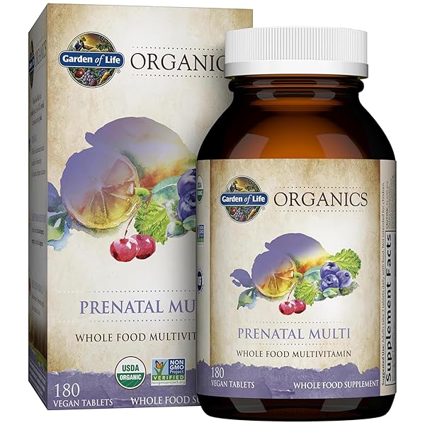 GARDEN OF LIFE ORGANICS PRENATAL VEGAN WHOLE FOOD MULTIVITAMIN TABLETS, FOLATE NOT FOLIC ACID & STOMACH SOOTHING BLEND FOR WOMEN, PEPPERMINT, 180 COUNT