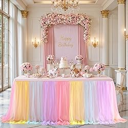 Pastel Rainbow Table Cloths for Parties Tulle Table