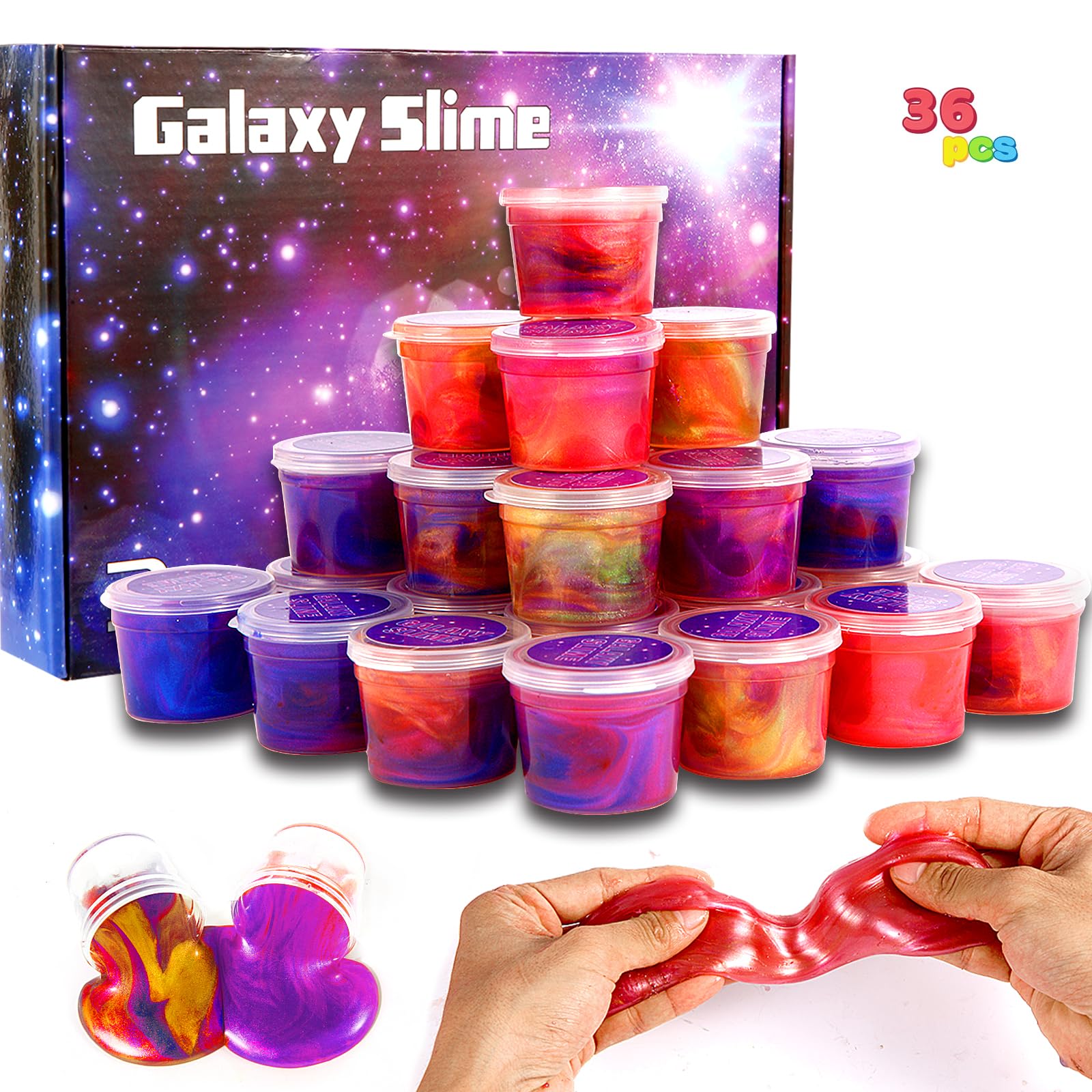 Photo 1 of 36 Pack Mini Slime, Galaxy Slime Party Favors, Stretchy Slime Kit for Classroom Prizes, Christmas Stocking Stuffers, Goodie Bag Stuffers for Kids Boys Girls 5-12.