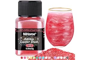 NiHome Edible Food-Grade Glimmer Powder Glitter Luster Dust Metallic Food Decorating Sprinkle Glimmery Dust for Drink Wine Beverage Cake Candy Dessert Bakery Restaurant Vegan (0.18oz/5g, Red)