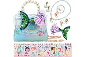 LSSAGOON Unicorn Mermaid Butterfly Purse for Little Girls,Toddler Handbag with Kids Dress up Jewelry Set,Mini Pearl Cross Body Bag, Gifts for Birthday Xmas