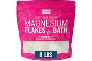 MAGNUM SOLACE Magnesium Flakes for Bath - Magnesium Chloride Flakes Organic Pure - Unscented, 8 LBS