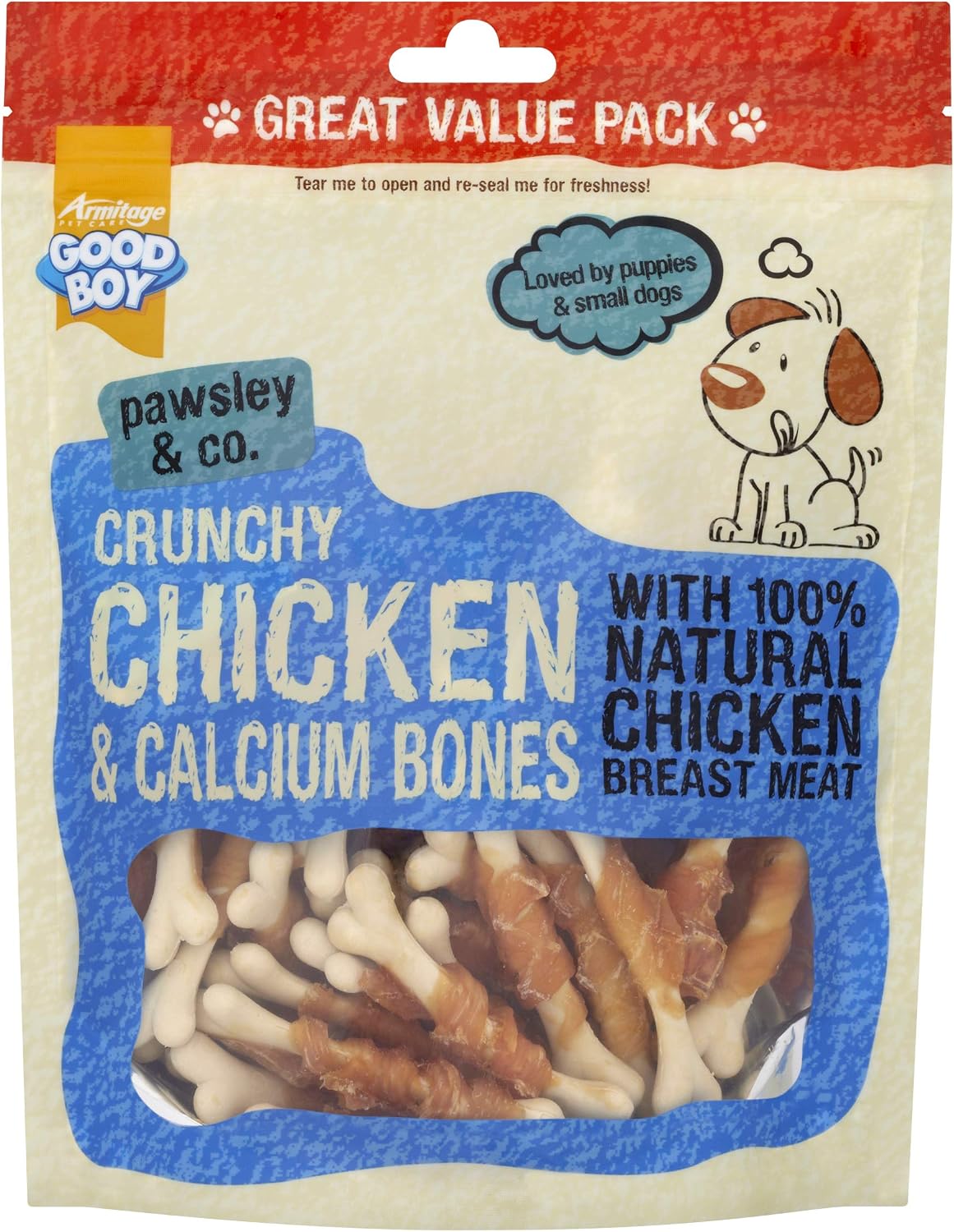 Good Boy, Chicken and Calcium Bones, Dog Treats, Made With 100% Natural Chicken Breast Meat -Low Fat Dog Training Treats