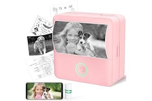 ADBAOBO Mini Sticker Printer, Portable Bluetooth Photo Printer, Pocket Thermal Printer for Study Notes, Scrapbook Supplies, Journals, Receipts, Compatible with Phone & Tablet, Pink