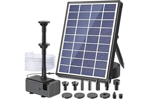 Antfraer 6.5W Solar Fountain Pump for Bird Bath, Solar Water Fountain with Upgraded Dry-run Protection Water Pump, Double-layer Nozzles, 5Ft Tubing for Pond, Bird Bath, Backyard Water Feature Used
