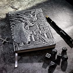 Haxtec DND Notebook 3D Embossed Silver Dragon