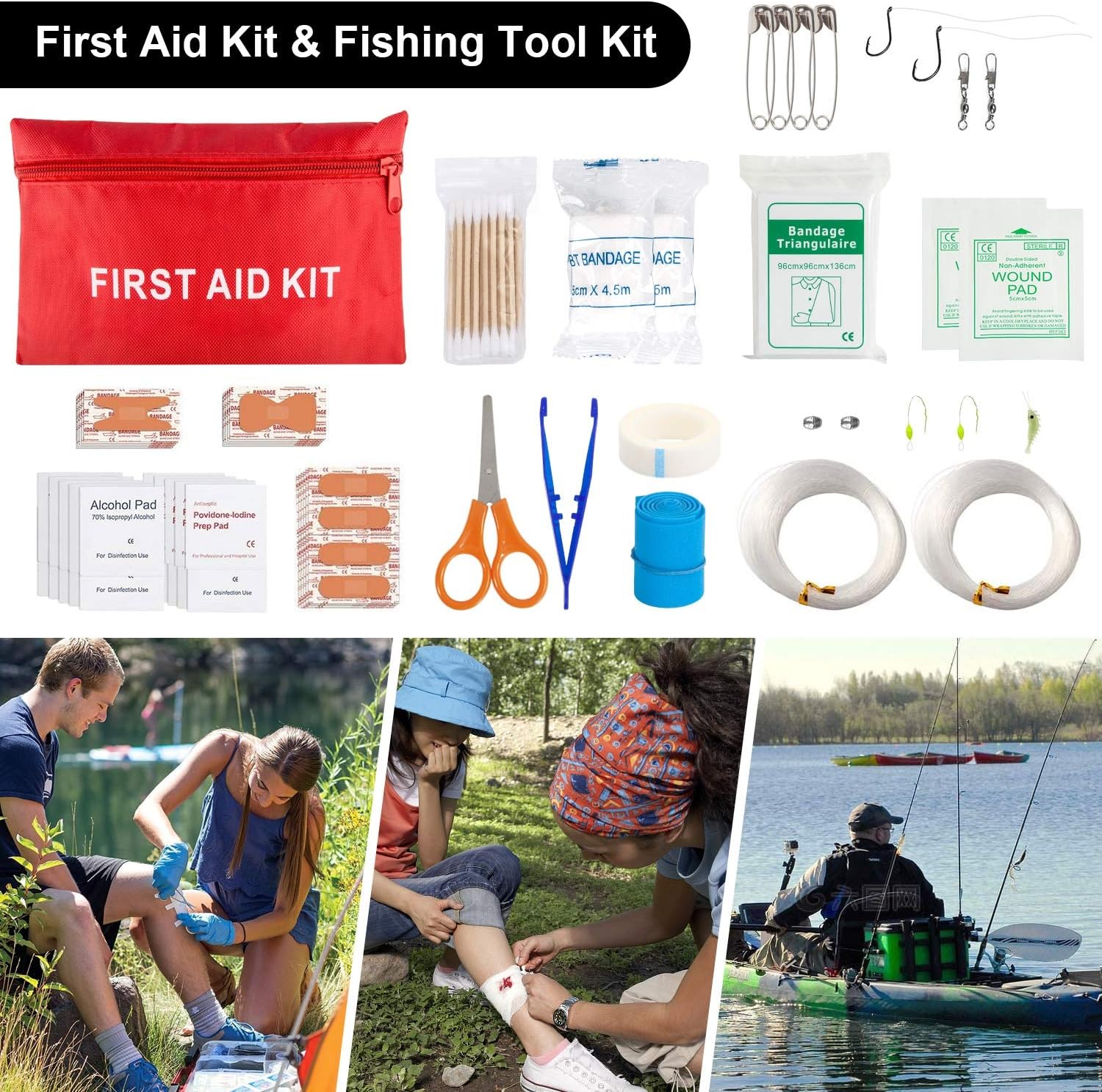 Emergency Survival Kit, 151 Pcs Survival Gear First Aid Kit, Outdoor Trauma Bag with Tactical Flashlight Knife Pliers Pen Blanket Bracelets Compass for Camping Earthquake or Adventures: Health & Personal Care