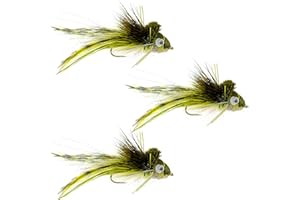 The Fly Fishing Place Swimming Frog Dahlberg Diver Hair Bass Bugs - Fly Fishing Diving Flies - Set of 3 Flies Hook Size 4