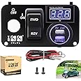 10L0L Golf Cart Key Switch Console Plate Panel for EZGO TXT PDS 2003-up Electric, Equipted Forward Reverse Switch & LED Digital Voltmeter & 12V 3.0 Fast Charger Dual USB Socket
