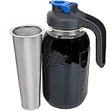 County Line Kitchen - Cold Brew Mason Jar iced Coffee Maker, Durable Glass, Heavy Duty Stainless Steel Filter, Flip Cap Lid -