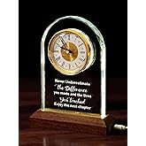 Glass Retirement Clock Gift for Woman Men with Wooden Light Base – Farewell Engraved Plaque for Coworker Boss – Going Away Leaving Gifts – Congratulations Retired Gift Idea for Friends Teacher Doctor