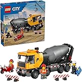 LEGO City Cement Mixer Truck Building Toy for Boys & Girls, Ages 7+ - Pretend Play Construction Toy W/Rotating Drum & 3 Worke