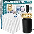 MattEasy Vacuum Storage Bags with Electric Air Pump, 12 Jumbo (39.4x27.5in), Space Saver Bags with Pump, Storage Vacuum Sealed Bags for Clothes, Comforters, Blankets, Bedding
