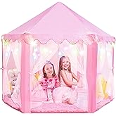 PLAYVIBE Princess Tent - 55 x 53 in, Toddler - Starry LED Lights Kids Tent - Cozy Indoor Playhouse - Portable & Easy Assembly, Gift Idea for Kids & Grandkids, Busy Kids & Fun Sleepover Night