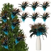 12 Pcs 11.8 Inch Christmas Tree Peacock Feather Pick Decorations, Blue | Peacock Bird Feathers Ornaments, Picks for Christmas Tree, Vases, Wreaths, Wedding Party Xmas Home Decor