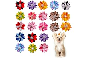 JpGdn 40pcs/(20pairs) Dog Hair Flowers with Rubber Band Pet Hair Bows for Puppy Doggy Cat Small and Medium Animals Pet Hair Bows Grooming Accessories