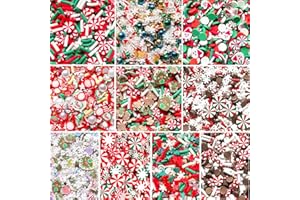 EHOPE Fake Sprinkles Fake Christmas Sprinkles Fake Candy Sprinkles Polymer Clay Sprinkles Polymer Sprinkles Christmas Polymer Clay Slices for Nail Art DIY Crafts Cake Phone（Christmas-120g-10 Styles）