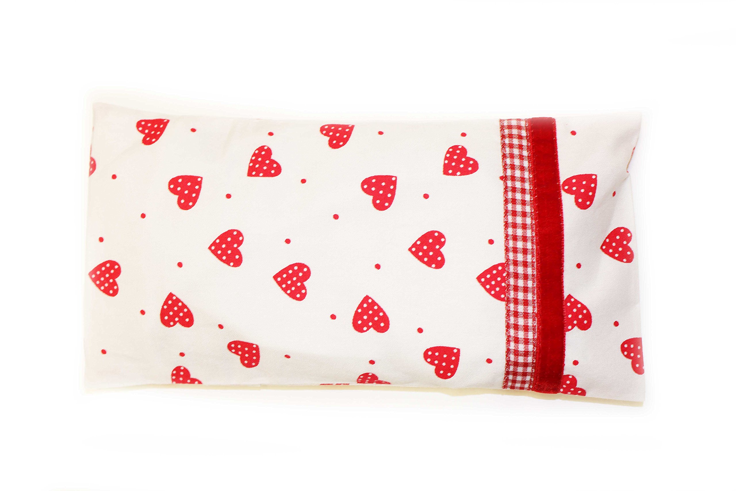 YOGA & ME Red Dotty Hearts Scented Lavender Eye Pillow Organic Cotton Meditation Relaxation St Valentine's Gift by Mia Studio (dotty hearts)