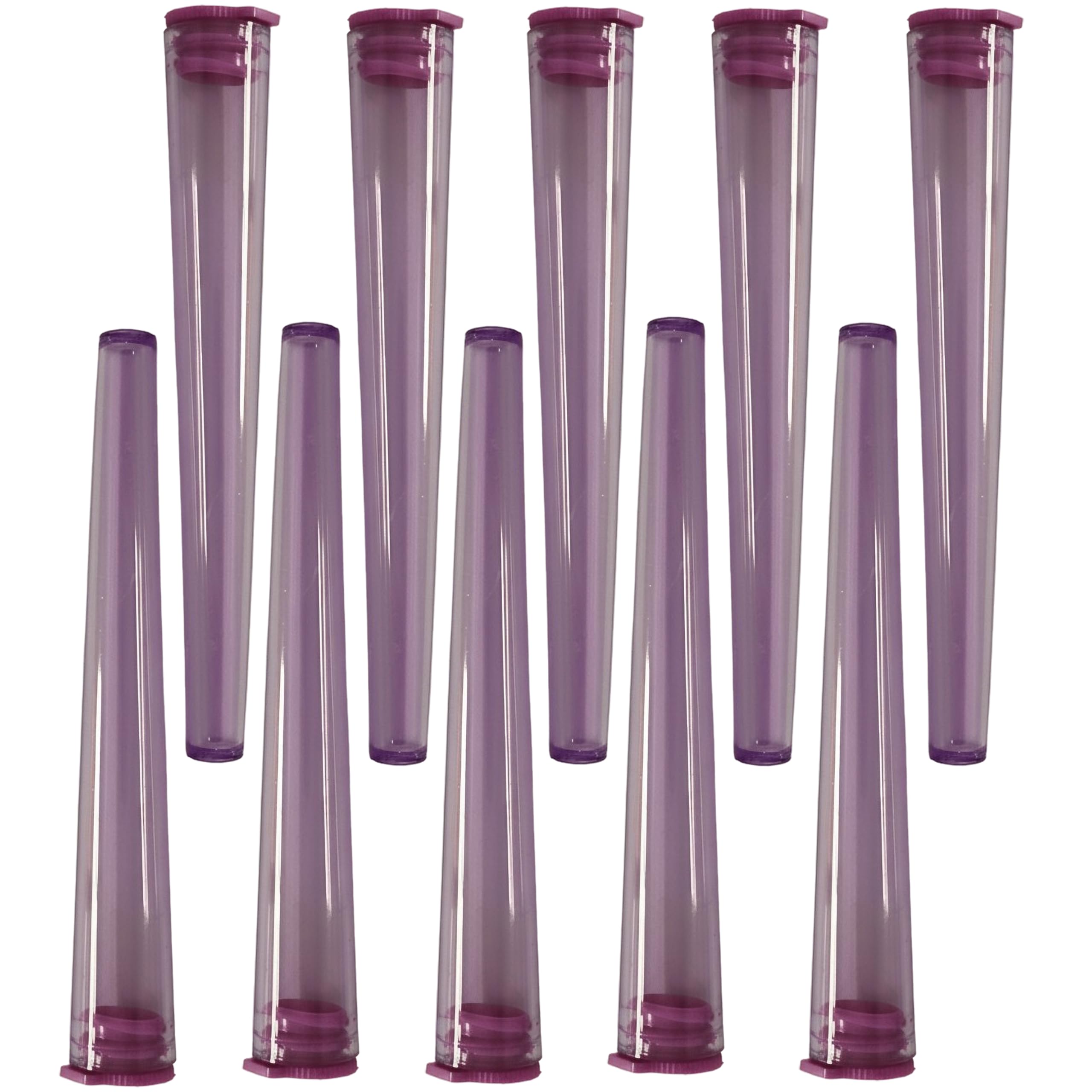 Cherry-on-Top King Size Cone Holder Air Tight Hard Plastic Tube Smoking Rolling Cig Tube, 10 Holders Purple