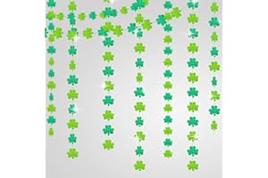 KatchOn, Glitter Shamrock Paper Garland - 8 Shamrock Strings, No DIY | St Patrick Day Garland, St Patricks Day Decorations | Shamrock Garland, St Patrick Hanging Decorations | Shamrock Decorations