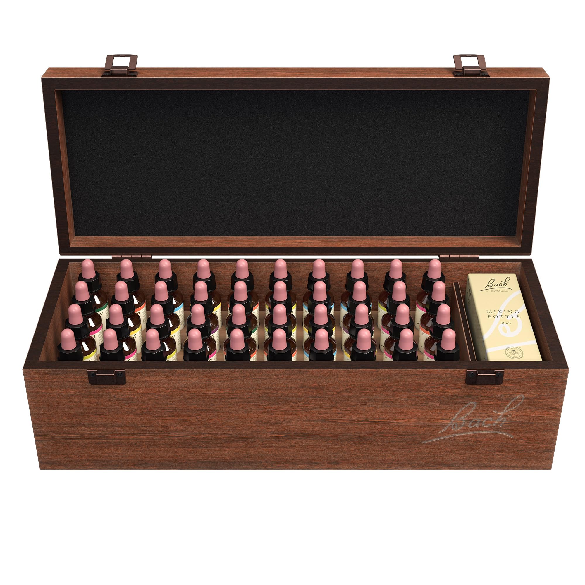 Bach Original Flower Remedies Wooden Box Set (38 Flower Essences + 2 Rescue Remedy + 2 Mixing Bottles) Dr Bach Professional Flower Remedy Kit