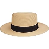 Pineapple⋆ Deor Boater Straw Sun Hat Beach Fine Braid UPF50+ for Women Men