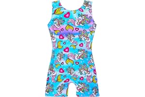Nokecina Girls Gymnastics Leotards Sleeveless Tumble Biketards One Piece Dance Unitards with Short