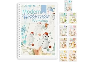 ADEVIAN Watercolor Workbook, Watercolor Workbook Paint Book Beginner Friendly, 12 Different Patterns Stress-Relieving Art Crafts for Creative Exploration Gift for Women Adults Teens (Winter, 1)